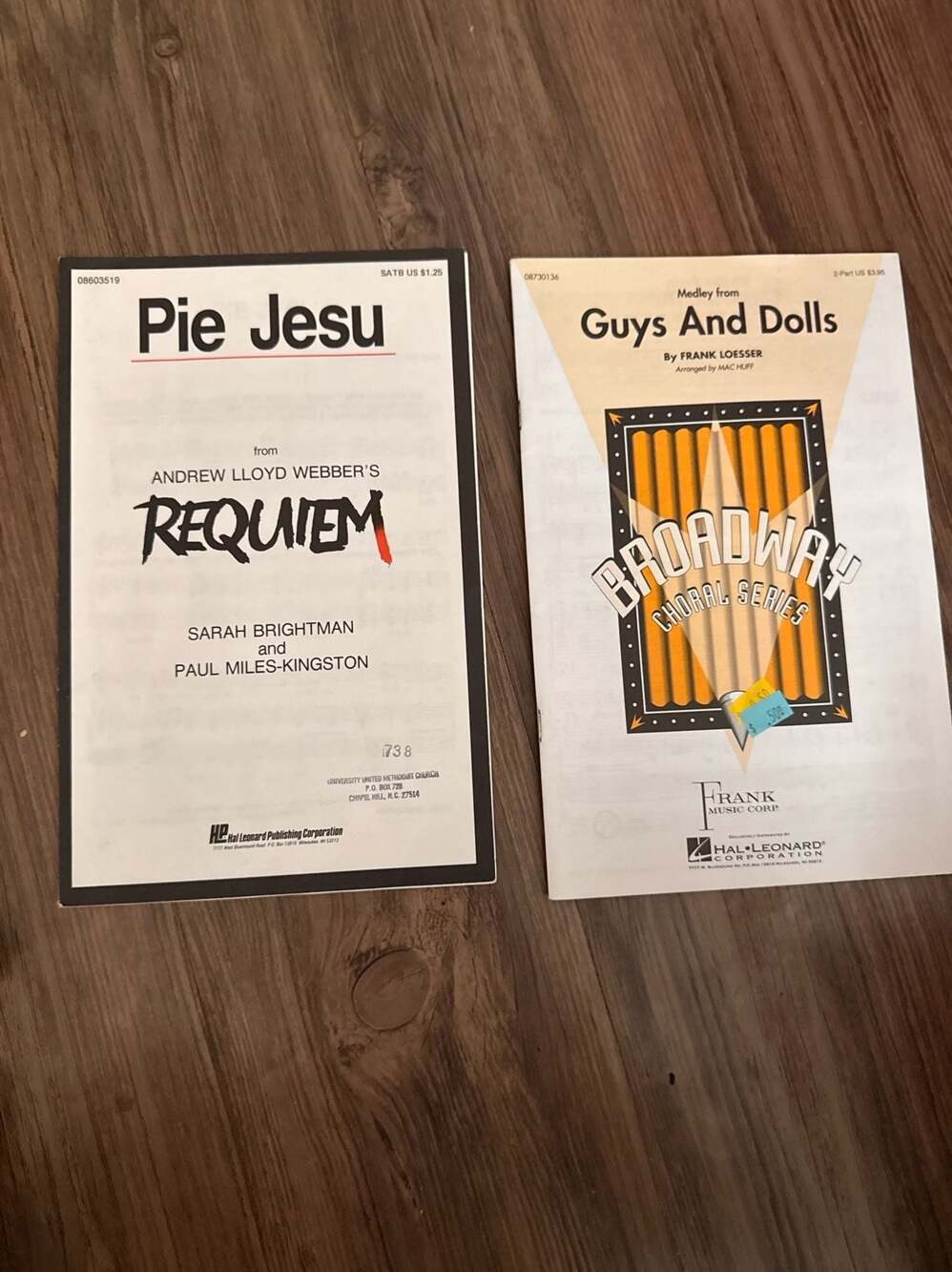 Hal Leonard Choral Sheet Music Lot: Guys and Dolls Medley & Pie Jesu Requiem